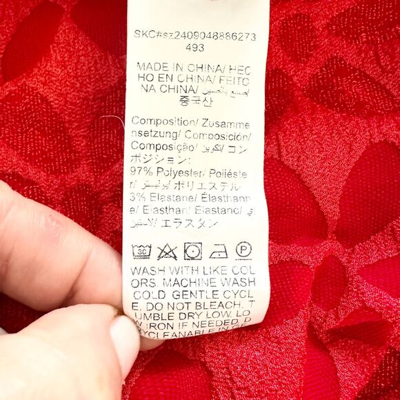 Shein Curve Dress Women 4X Plus Red Floral Texture Mini Babydoll Coquette NWOT - Picture 5 of 10